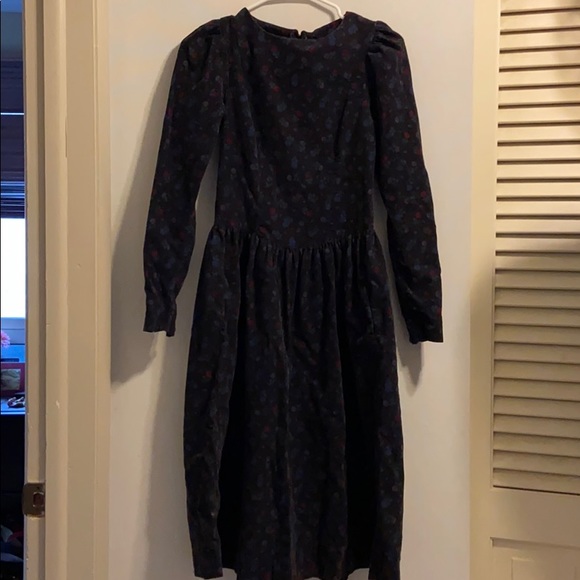 Laura Ashley Floral Corduroy Midi Dress, Size 4 - Picture 2 of 15